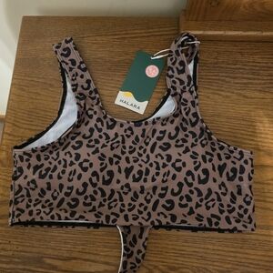 HALARA Leopard Print Swim Top - Brown and Black